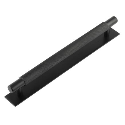 Hoxton Taplow Cabinet Handles 224mm Ctrs Plain Backplate Matt Black - By Frelan Hardware - HOX-2060MB-5060MB