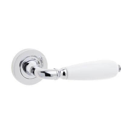 Oxford Handle on Rose Polished Chrome & White Porcelain - By Frelan Hardware - JC6002PC