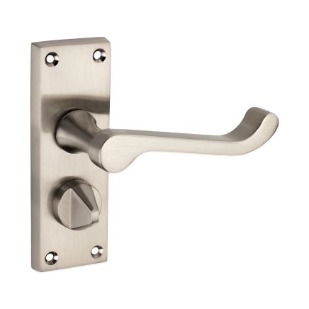 Victorian Scroll Privacy Lever Handle 115mm Satin Nickel