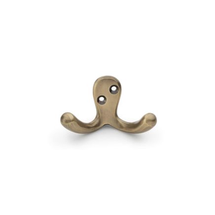 Alexander & Wilks - Victorian Double Robe Hook - Antique Brass