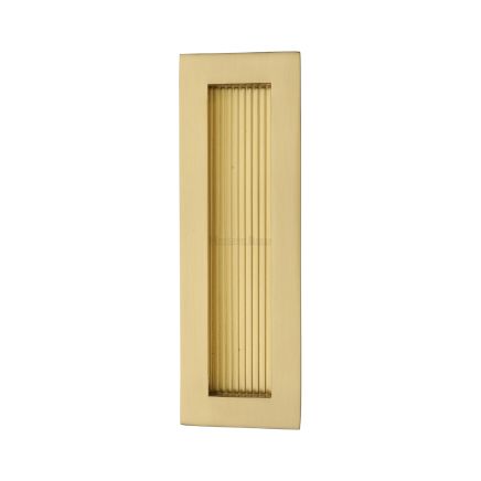 Reeded Rectangular Flush Pull 175 x 58mm Satin Brass finish