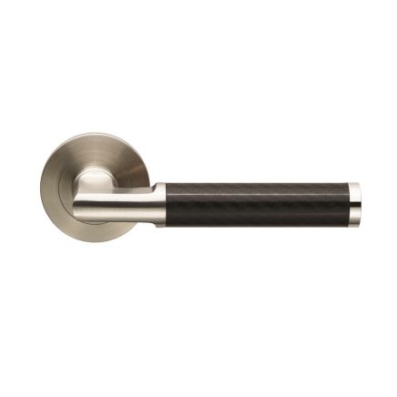 Carbon Fibre Lever On Threaded Rose - Satin Stainless Steel