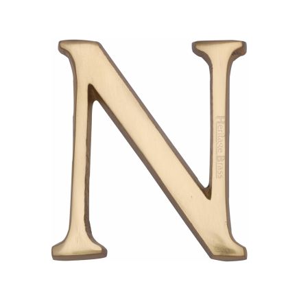 Heritage Brass Alphabet N Pin Fix 51mm (2") Polished Brass Finish