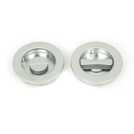 Satin Chrome 60mm Plain Round Pull - Privacy Set