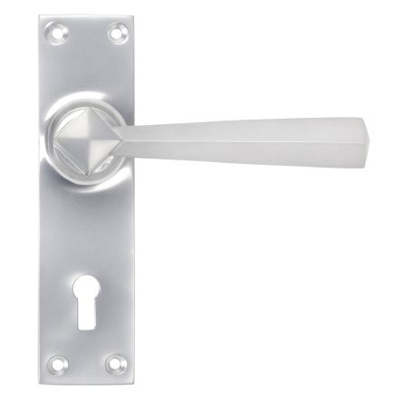 Satin Chrome Straight Lever Lock Set