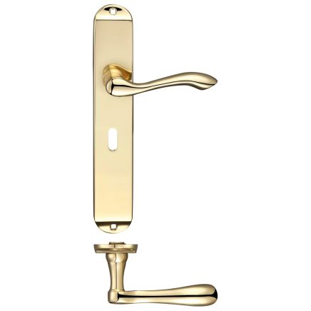 Zoo Hardware Arundel Lever Lock (57mm c/c) Furniture - Long Plate - Brass