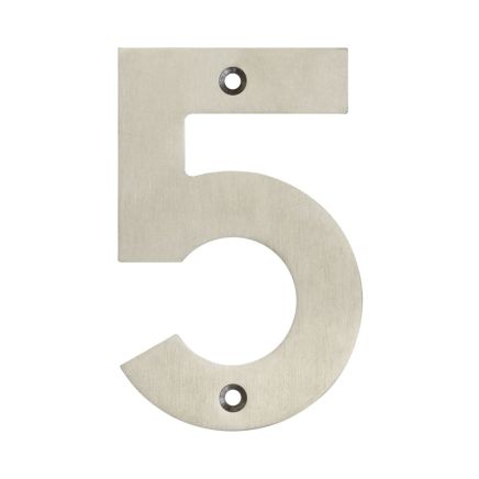 100mm Numerals SSS Finish 100mm Satin Stainless Steel No. 5 - By Frelan Hardware - JSS-5