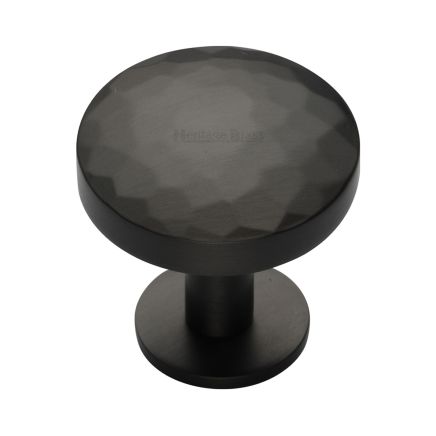 Heritage Brass Cabinet Knob Round Hammered Design with Rose 38mm Matt Bronze finish