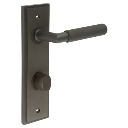 Piccadilly Door Handle Din Bathroom Backplate Dark Bronze & Turn & Release - By Frelan Hardware - BUR-40DB-456DB-81DB