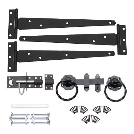 10" 250mm Twist Ring Gate Ironmongery Kit Black