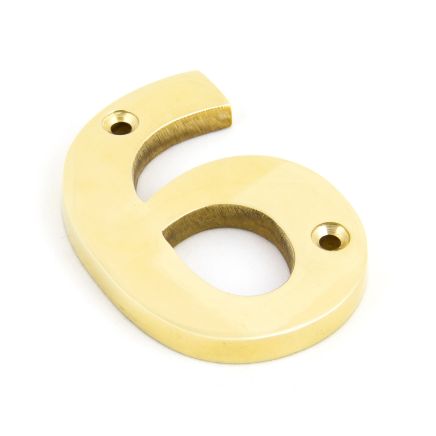 Polished Brass Numeral 6