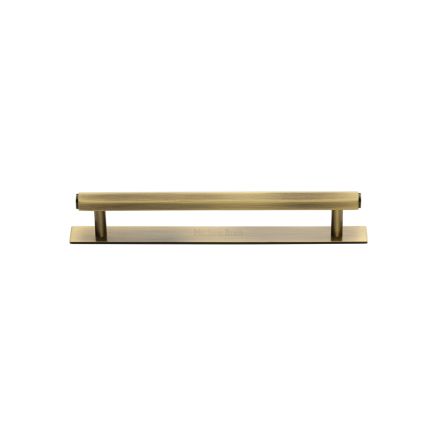 Heritage Brass Cabinet Pull Hexagonal Design with Plate 96mm CTC Antique Brass Finish