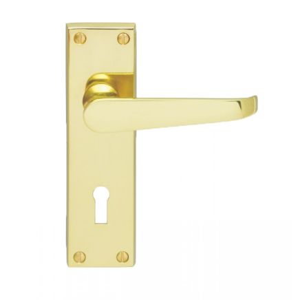 Contract Victorian Lever On Lock Backplate - Polished Brass