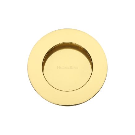 Round Flush Pull Polished Brass finish