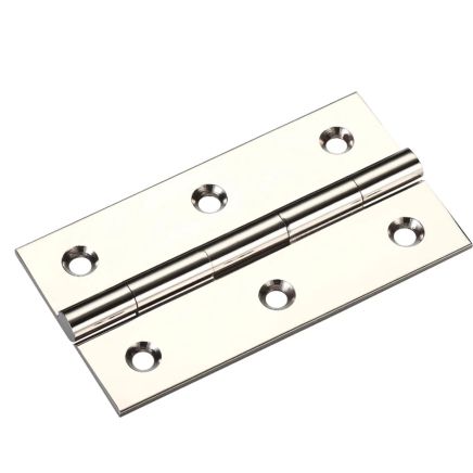 Zoo Hardware Solid drawn brass butt hinge - 75 x 41 x 2mm - Polished Nickel