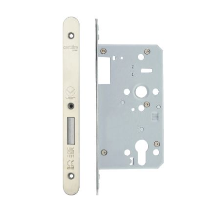Zoo Hardware Din Euro Deadlock- Backset 60mm - 2 Pc Forend - Radius - SSS - Single Throw - Stainless Steel
