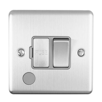 Eurolite Enhance Decorative Switched Fuse Spur With Flex Outlet Satin Stainless Steel