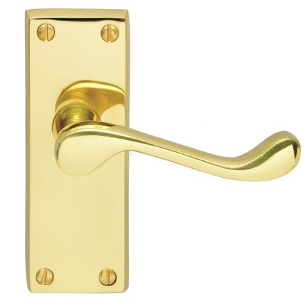 Contract Victorian Scroll Lever On Latch Backplate - Polished Brass