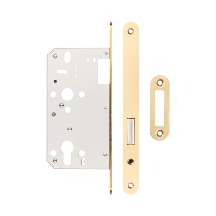72mm Satin Brass Din Euro Deadlock Radiused 60mm Backset - By Frelan Hardware - JL-DD60RSB