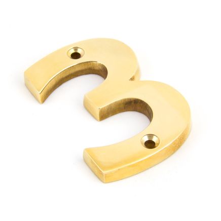 Polished Brass Numeral 3