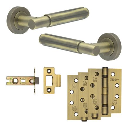 Complete Bloom Door Handle Pack - Internal Doors - Antique Brass - By Frelan Hardware - JE-B1A-AB