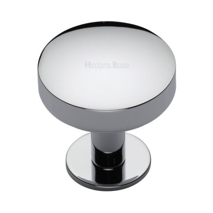 Heritage Brass Cabinet Knob Domed Disc Design with Rose 38mm Polished Chrome finish