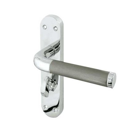 Twin Suite Door Handle on Bathroom Plate Polished Chrome/Satin Chrome - By Frelan Hardware - JV433PCSC