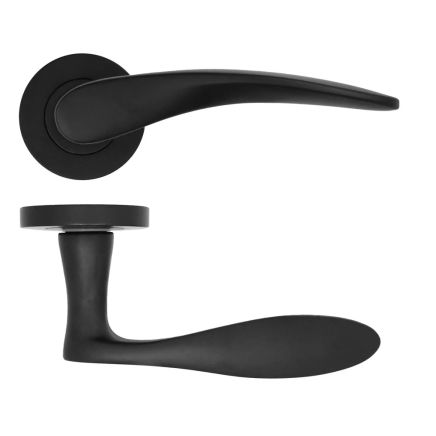 Zoo Hardware Merida lever on rose - Matt Black