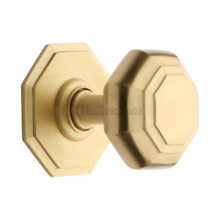 Heritage Brass Octagon Centre Door Knob 3" Satin Brass finish