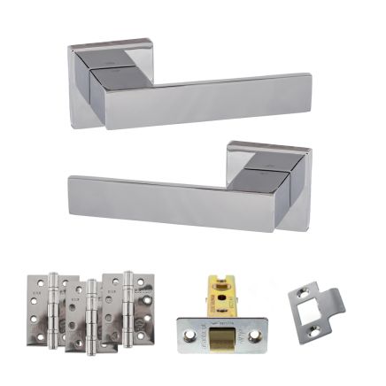 Senza Pari Panetti Door Handle Pack (Latch Set - 2.5" CE Latch, 4" Fire Rated Hinges x3) - Polished Chrome
