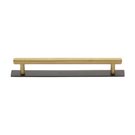 Heritage Brass Cabinet Pull Knurled Design with Plate 160mm CTC Matt Bronze/Satin Brass Finish