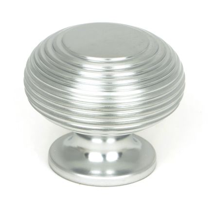 Satin Chrome Beehive Cabinet Knob 40mm