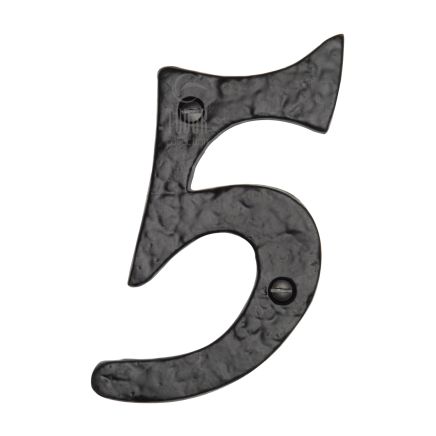 The Tudor Numeral 5 - 4" Black Iron