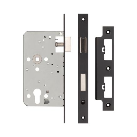 72mm Black Din Euro Escape Lock 60mm Backset - By Frelan Hardware - JL-DE60MB