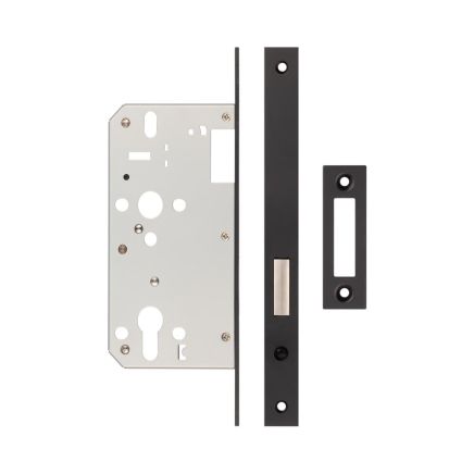 Jedo 72mm Black Din Euro Deadlock 60mm Backset - By Frelan Hardware - JL-DD60MB