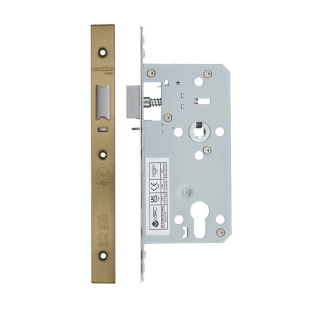 Zoo Hardware 2 Piece - DIN night latch - 72mm c/c - backset 55mm - Antique Brass