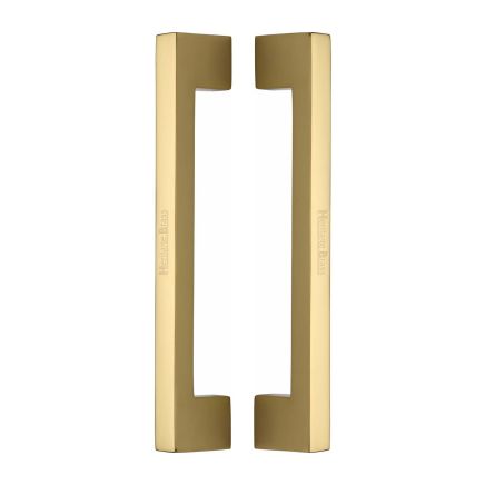 Heritage Brass Back to Back Door Pull Handle Metro Design 305mm Polished Brass Finish