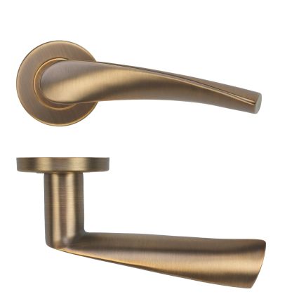 Zoo Hardware Twist Lever on Round Rose 52mm x 8mm Push-on Rose - BS EN 1906 Grade 3 - Grade 201 - Antique Brass