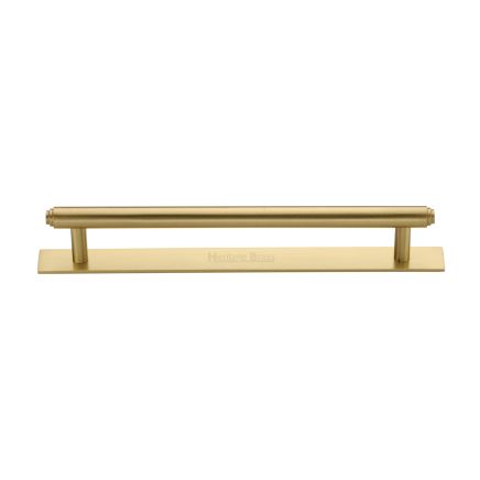 Heritage Brass Cabinet Pull Step Design with Plate 160mm CTC Satin Brass Finish