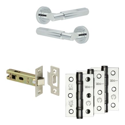 Complete Bloom Door Handle Pack - Internal Doors - Polished Chrome - 76mm / 3-inch Hinges - JE-B3B-PC