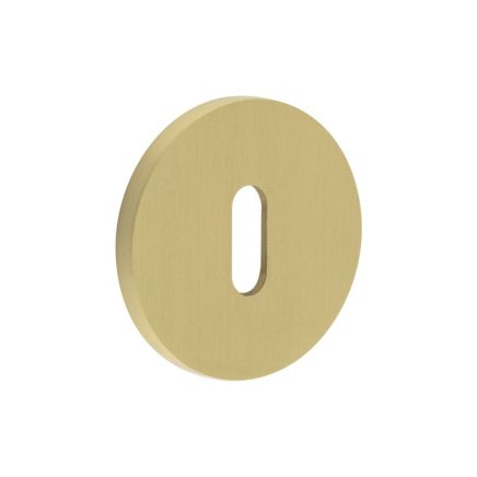 CR-R10 Satin Brass Standard Keyway Round Rose Escutcheon - By Frelan Hardware - CR-R10SB