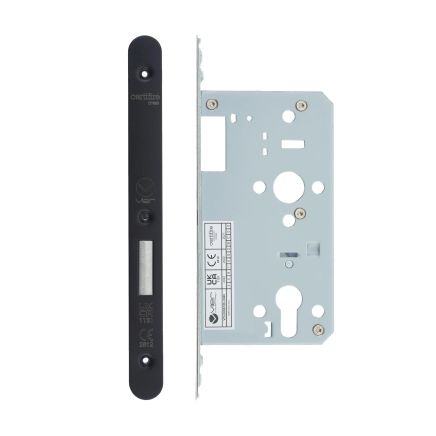 Zoo Hardware 2 Piece - DIN euro deadlock - backset 60mm - radius - Black