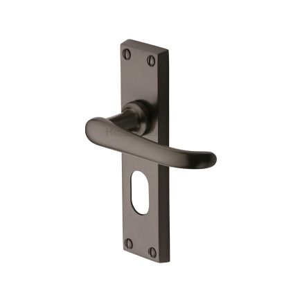 Heritage Brass Door Handle for Oval Profile Plate Windsor Design Matt Bronze finish