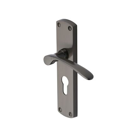 Heritage Brass Door Handle for Euro Profile Plate Diplomat Design Matt Bronze finish