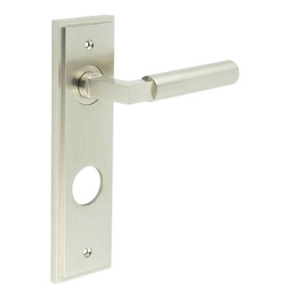 Westminster Door Handle Din Bathroom Backplate Satin Nickel - By Frelan Hardware - BUR30KIT325