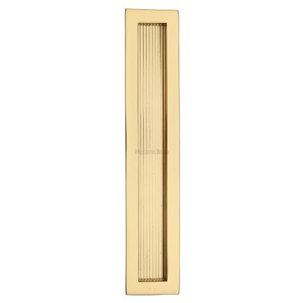 Reeded Rectangular Flush Pull 300 x 58mm Polished Brass finish