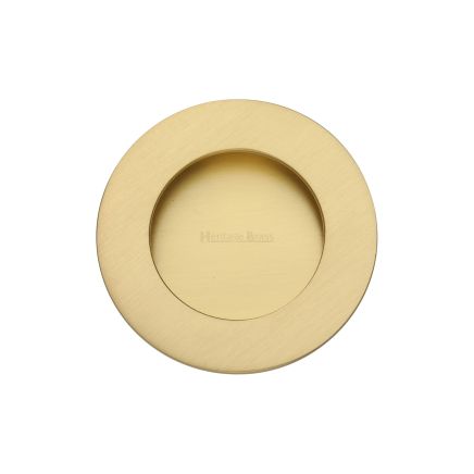 Round Flush Pull Satin Brass finish
