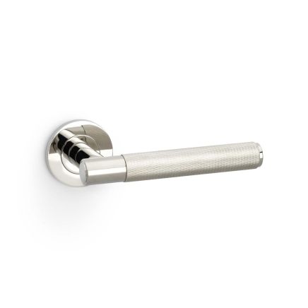 Alexander & Wilks - Spitfire Knurled Lever on Round Rose - Polished Nickel