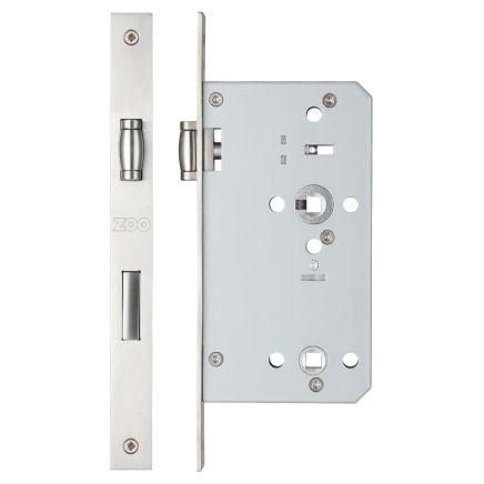 Zoo Hardware Roller din bathroom - 78mm c/c - backset 60mm - Satin Stainless