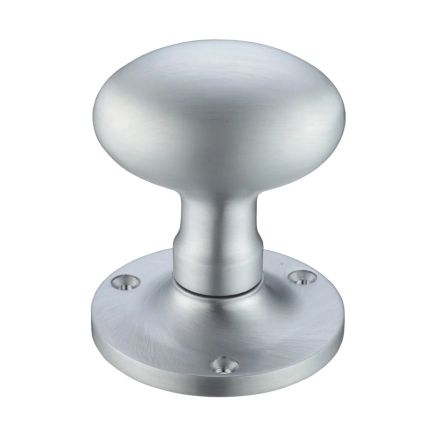 Zoo Hardware Oval Mortice Knob Furniture 62.5mm Rose dia. - Satin Chrome
